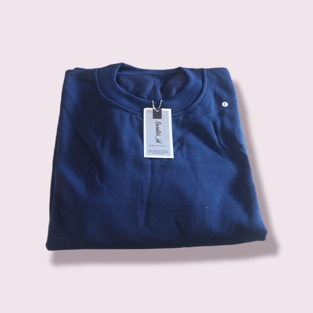 SWEATER_ID Basic Sweater Crewneck Donker Biru Navy Polos Unisex