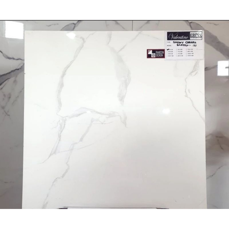 GRANIT MURAH SNOWY CARARA 80X80 GLOSY KILAP
