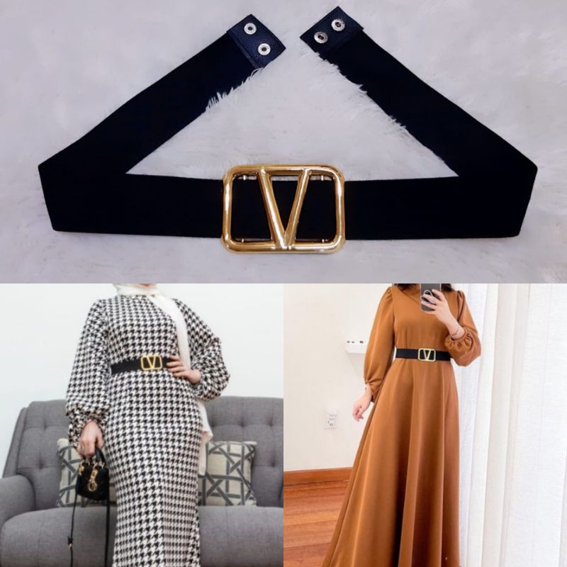 [Terbaru] Ikat Pinggang Karet Elastis Wanita Belt  V Tali Pinggang Wanita Belt H Kekinian Terbaru Karet Melar Fashion Wanita