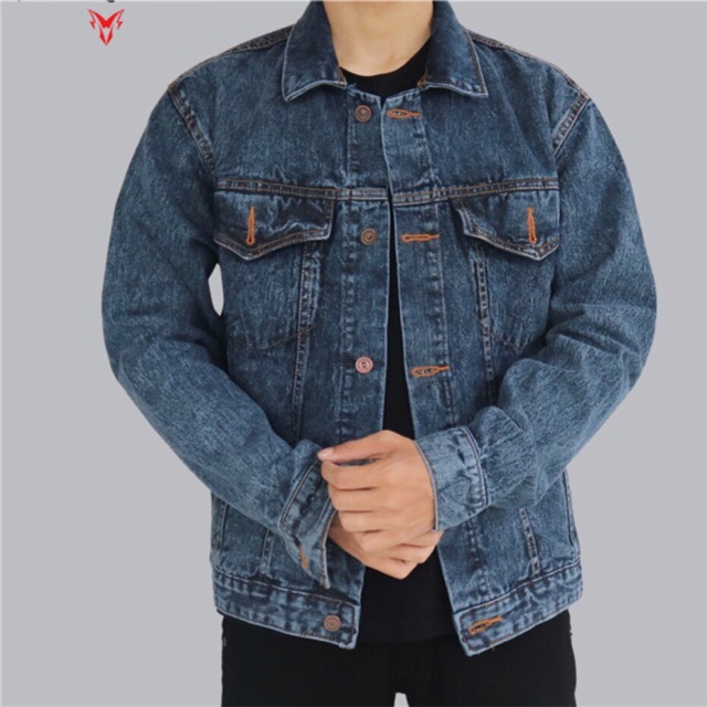 Jaket jeans oversize sandwash