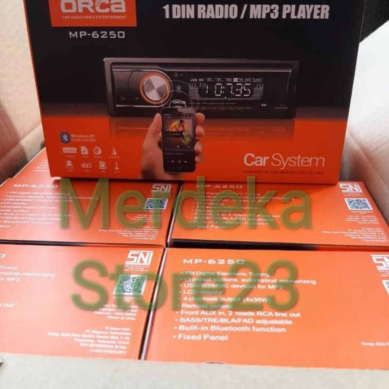 Baru Singledin Orca MP6250 Unit Orca Tape Mobil MP 6250 Single din MP3