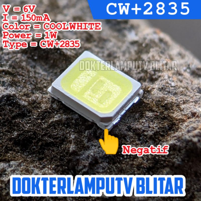 LED SMD CW+2835 9V 6V 1W 7500K CRYSTAL WHITE PALING PUTIH DOKTERLAMPUTV