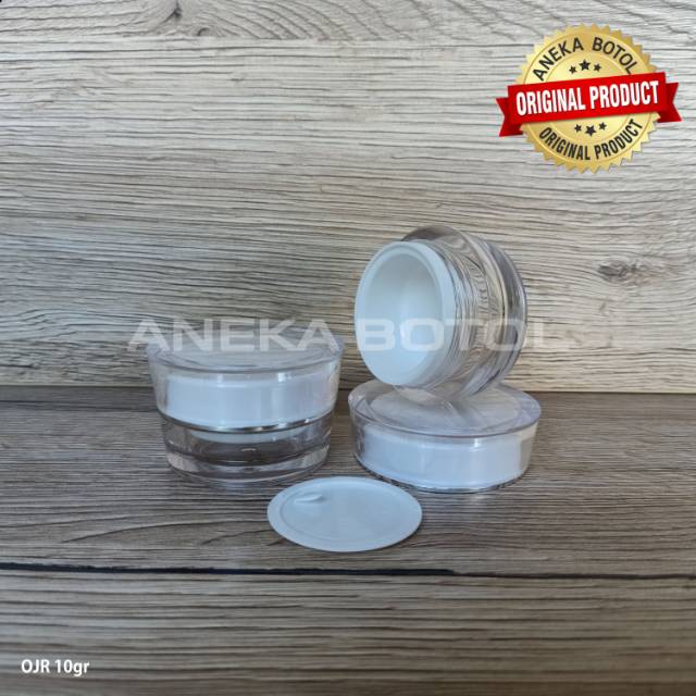 POT CREAM ACRYLIC 10 GRAM OVAL PUTIH BENING / POT OJR IMPORT MURAH