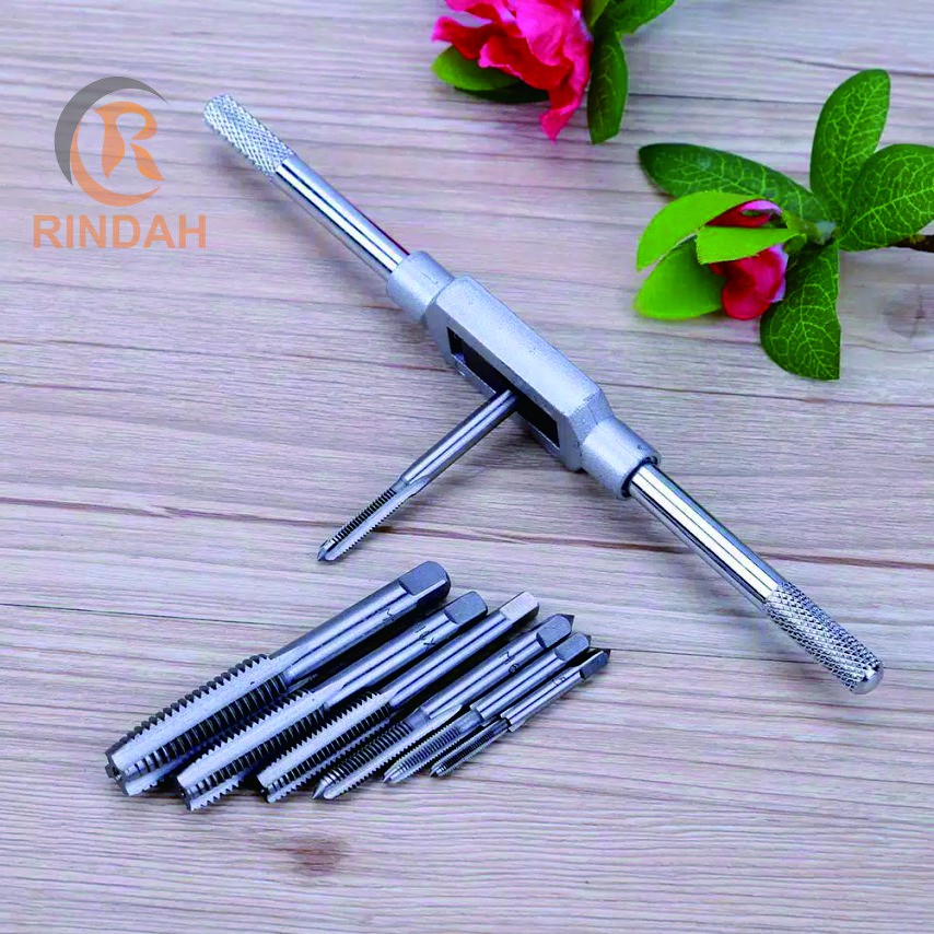 Alat Tap Tapping Drill Mata Bor Pembuat Drat Ulir Baut Hand Tap Drill Bit Bits Set 8pcs