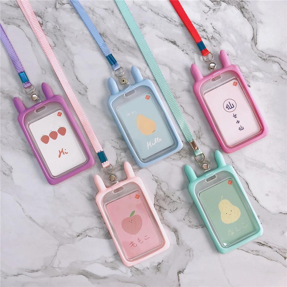 Lanfy Holder Kartu Kredit / Bus / Identitas Bahan Silikon Aneka Warna