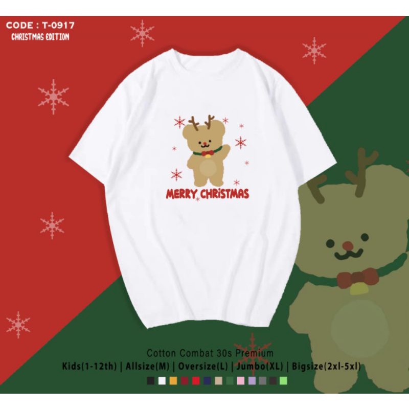 KAOS NATAL BERUANG/KAOS BERUANG SANTA NATAL/KAOS KATUN NATAL