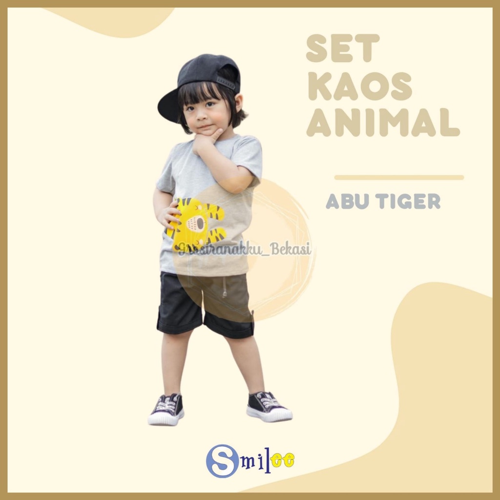 Setelan Anak Cowo Abu Tiger Size 1-3Tahun Murah