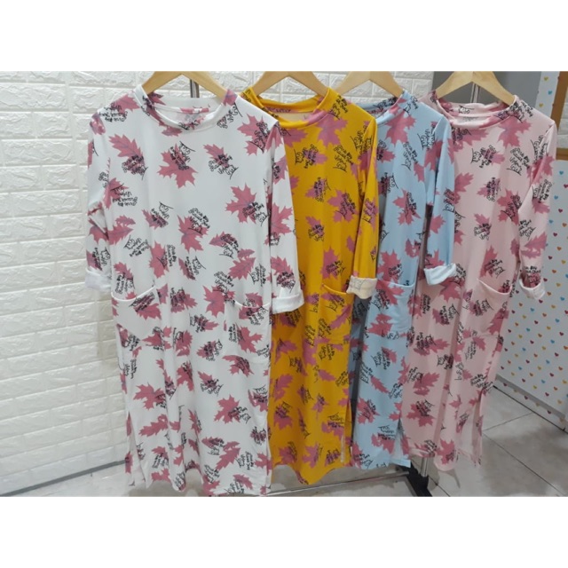 Long Tunik Motif Daun Tunik Terlaris
