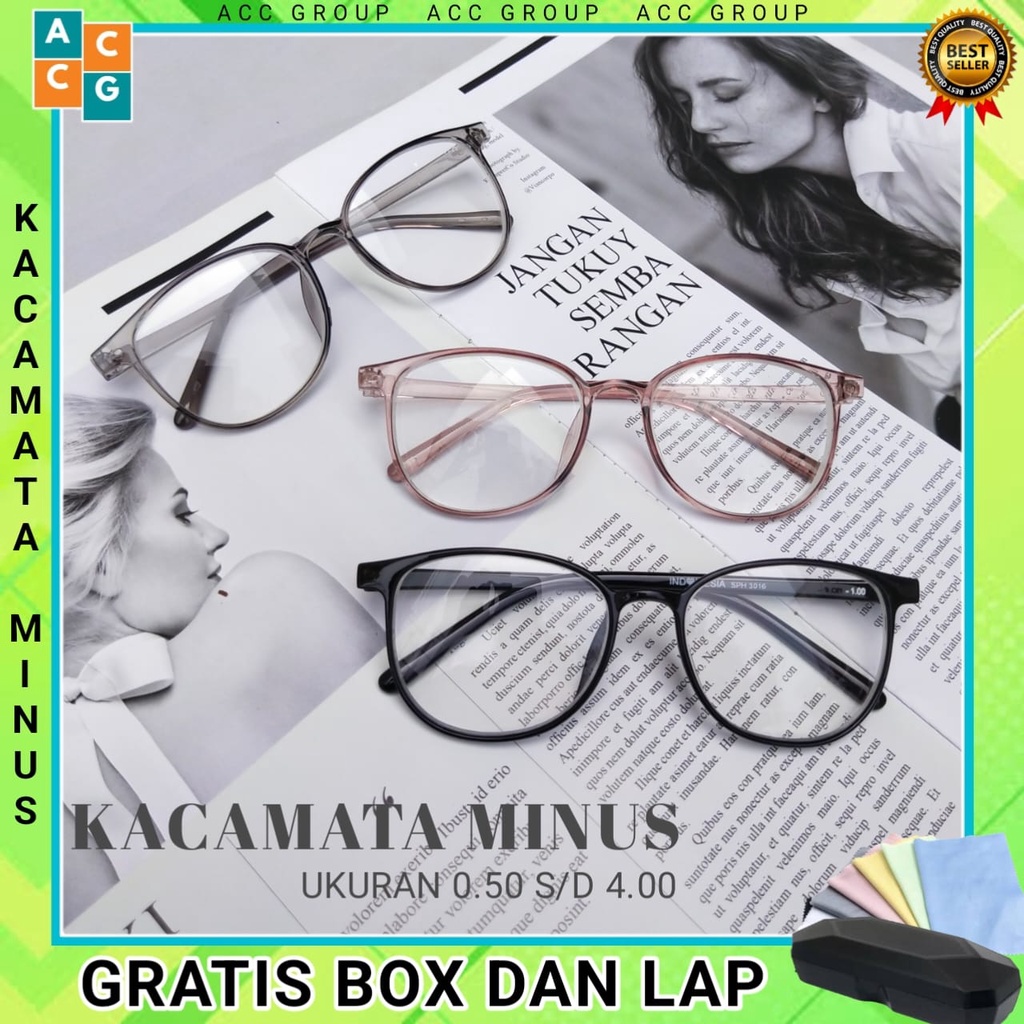 KACAMATA MINUS PRIA DAN WANITA MODEL OVAL GRATIS BOX DAN LAP