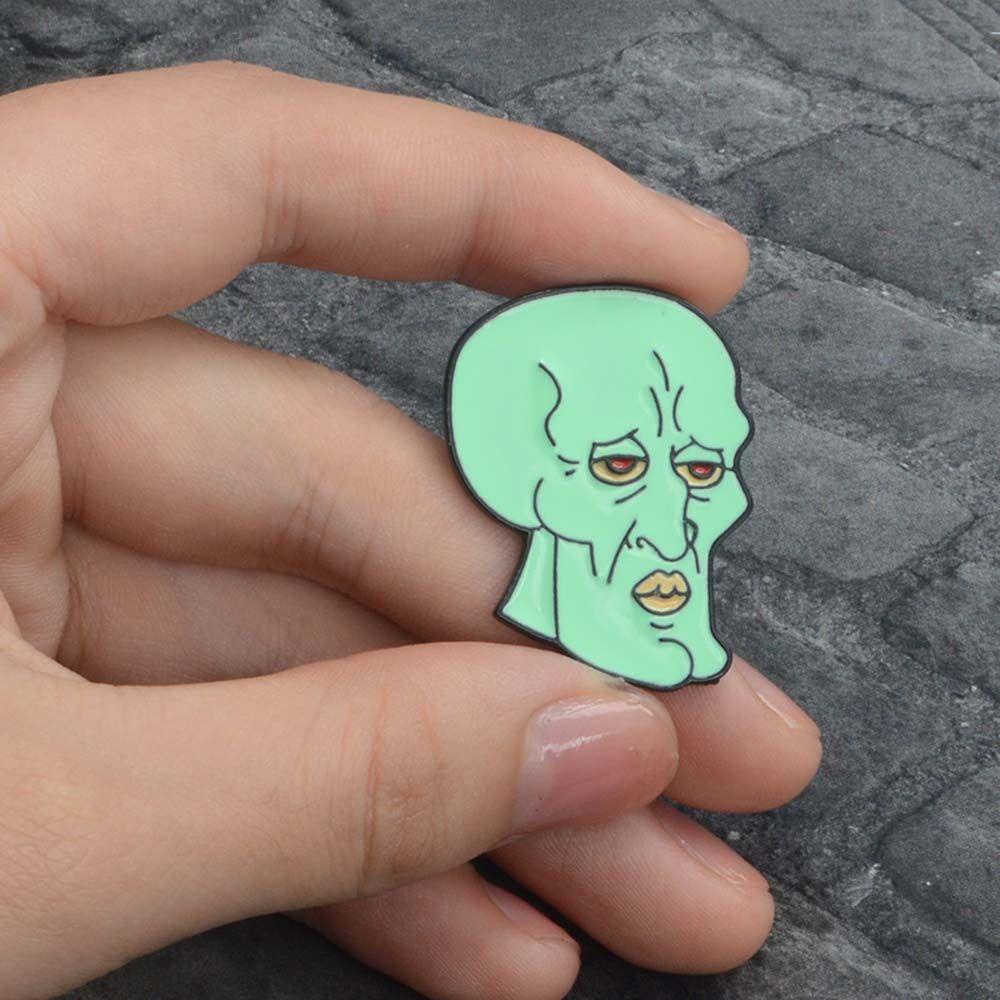 Agustina SpongeBob SquarePants Kartun Karakter Hadiah Untuk Wanita Pria Hadiah Untuk Anak Patrick Star Aksesoris Perhiasan Bob Nanas Lapel Pin Enamel Pin