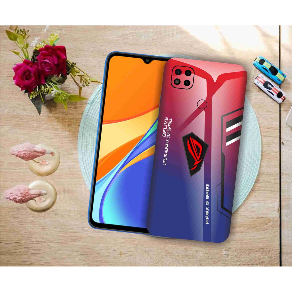 garskin hp redmi 9C motif rog red blue - free custom