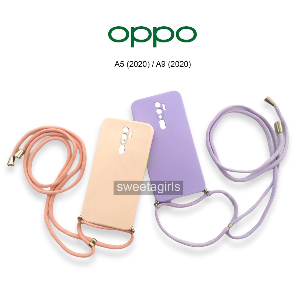 Softcase Tali For Oppo A5 (2020) / A9 (2020) - Sama ukuran - Sweetacase.id -  Case Tali Macaroon - Slingcase - Candy Case - Casing Baby - Casing Tali bisa dibuat selempang - Tali lanyard Gantungan Hp Model Nagita Mama Gigi