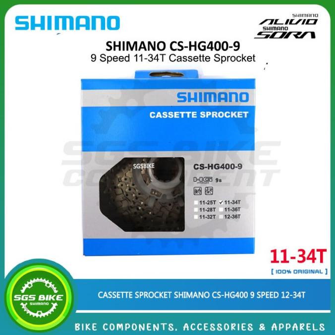 ] Sproket Shimano HG400 9 Speed 11-34T Sprocket Alivio Sora 11-34