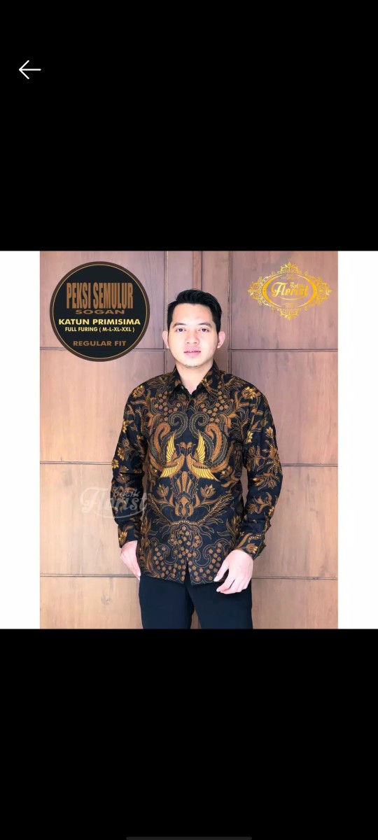 Peksi Semulur Sogan Kemeja Batik Pria Katun Primisima Full Furing
