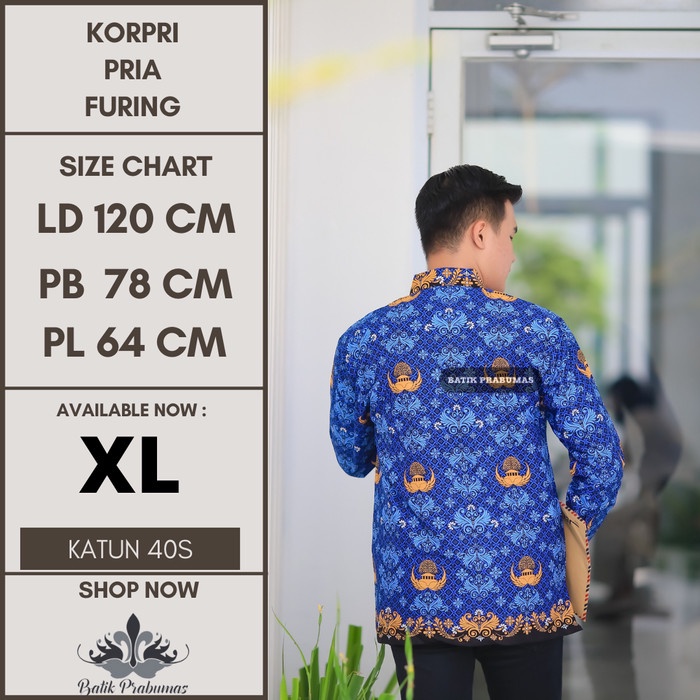 DISKON COD KORPRI PRIA LAPIS FURING 2022 KORPRI PNS LENGAN PANJANG - XL