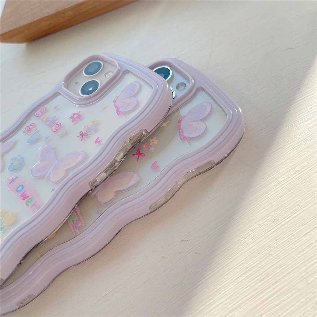 Case Desain Bunga Kupu-Kupu Ungu Untuk iPhone 13 12 11 Xs X Xr Pro Max HDBL0