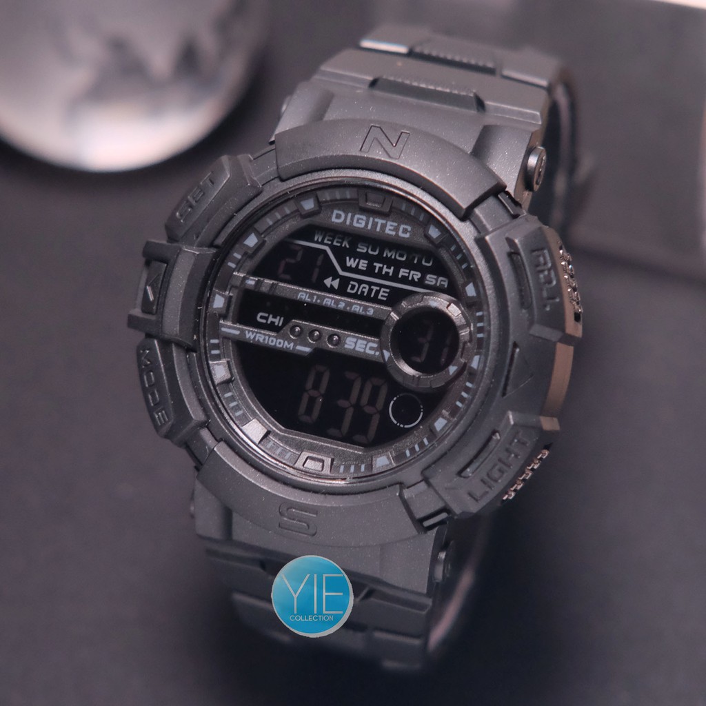Jam Tangan Pria Dual Time Digitec DG 3024 T Water Resist - Full Hitam