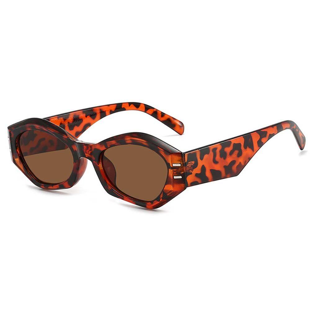 Mxbeauty Kacamata Hitam Wanita Anti UV Punk Hip Pop Motif Leopard Warna-Warni Segitiga Hitam Gaya Korea Sunglasses