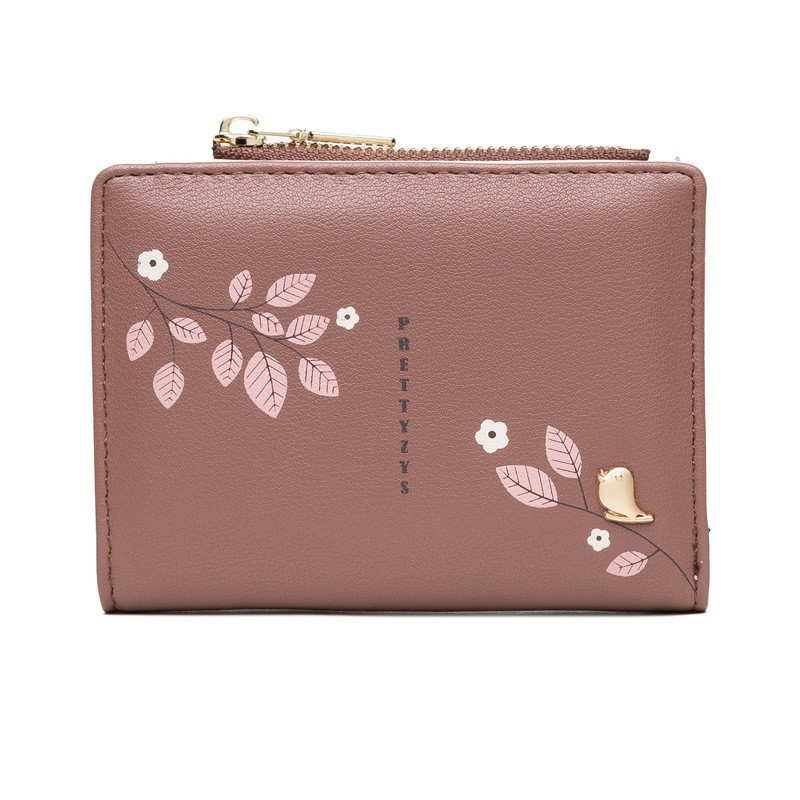 *Alibaba1688* Dompet Lipat Wanita/Dompet Mini Resleting Pendek Modis Bunga