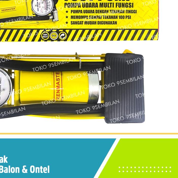 ◘ Kenmaster Pompa Injak 1 Tabung Pentil Bola & Ontel 100Psi Sepeda Motor ➣