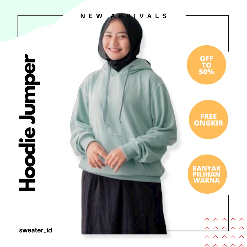 SWEATER_ID Hoodie Jumper Sage Green Polos Unisex Pria Wanita Fleece Tebal