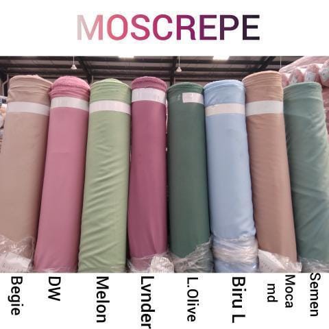 Kain Mosscrepe 1 Roll 60 Yard Moscrepe Moskrep - Bahan Gamis Kerudung Hijab Premium