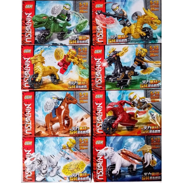 lego ninjago motor kendaraan hewan + senjata ninja naga dragon gold singa tiger elang kay nya jay 99
