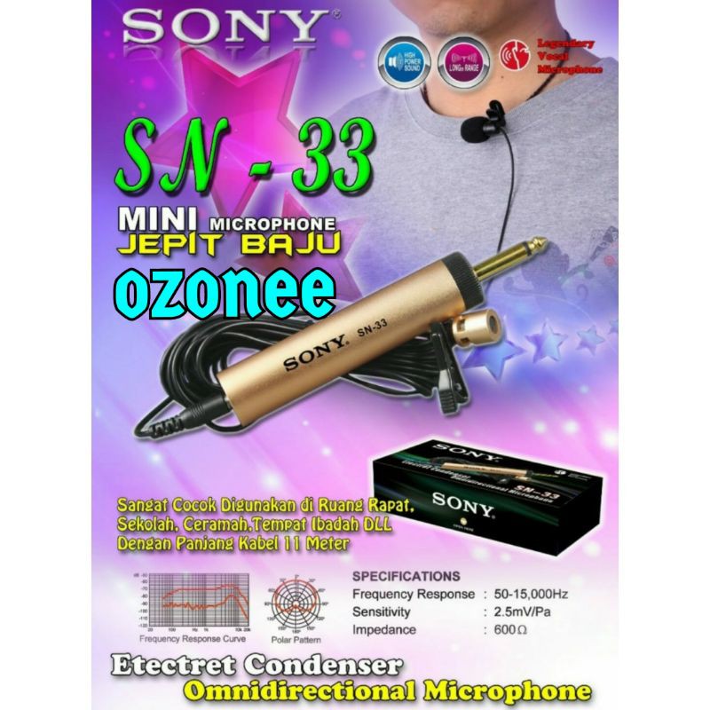 MIC JEPIT SONY SN 33 MIC CONDENSOR SN 33 COCOK BUAT IMAM