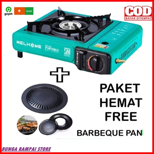 PROMO WELHOME KOMPOR PORTABLE/KOMPOR CAMPING + Panggangan
