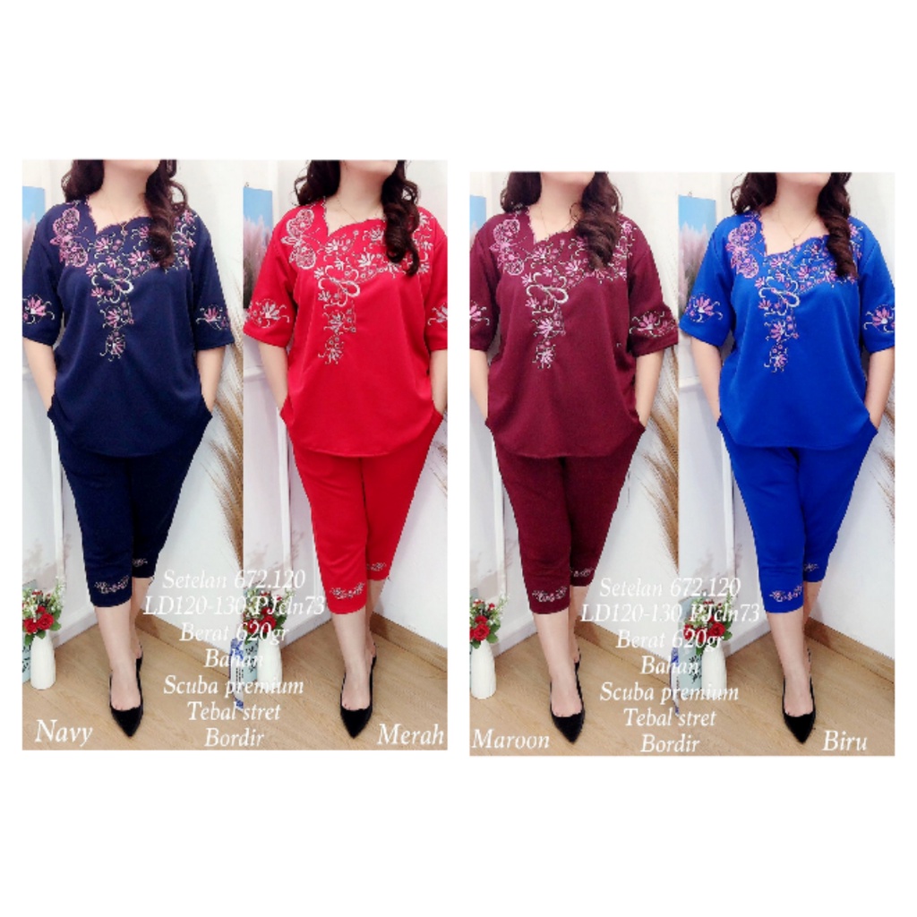 Setelan stelan celana pendek wanita bahan scuba premium 672
