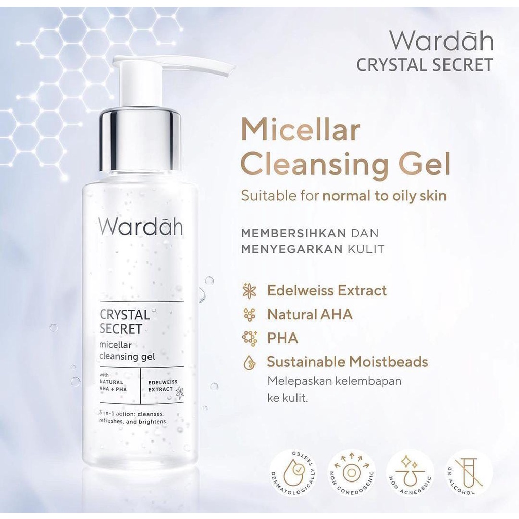 `ღ´ PHINKL `ღ´ ᘺᗩᖇᕲᗩᕼ  Wardah Crystal Secret Series kulit glowing / facial wash day cream night cream eye cream essense stater kit