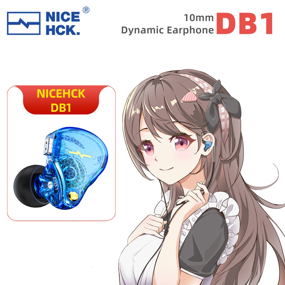 NiceHCK DB1 HIFI Music In Ear Earphone 10mm Dynamic Driver DJ Running Sport IEM Audiophile Earbud Studio Earplug 2Pin Detachable