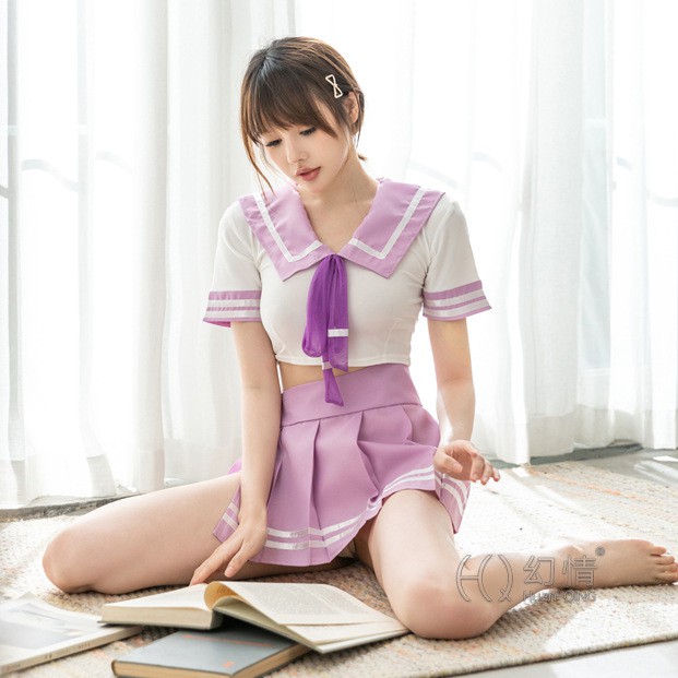 LI-110 sailor lingerie baju tidur wanita ungu seifuku seksi sexy cosplay