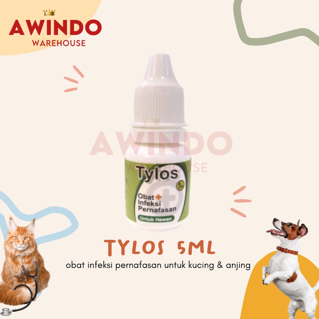 TYLOS 5ML - Obat Infeksi Saluran Pernafasan Flu Demam Batuk Kucing Anjing