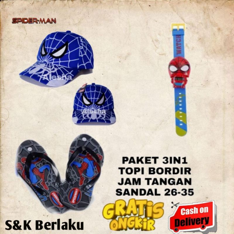 topi anak karakter 3in1 topi jam sendal