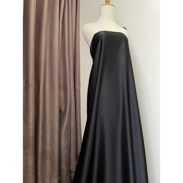 Kain Satin Premium Silk Bahan Maxmara Original Warna Hitam Black