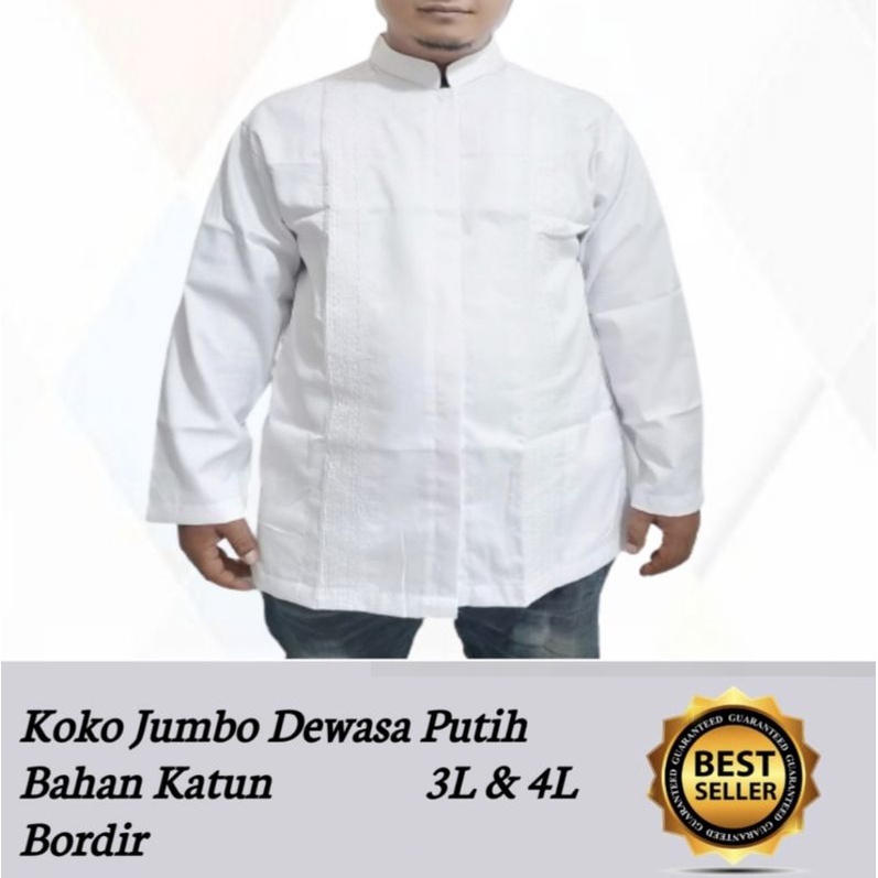 BAJU KOKO JUMBO PUTIH BORDIER XXXL/XXXXL