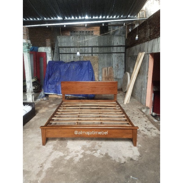 dipan 180x200 jati, tempat tidur minimalis kayu, ranjang divan