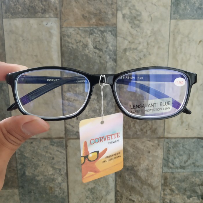 ✨COD✨ KACAMATA MINUS Blueray Anti Radiasi Pria Wanita CORVETTE AX831AB-MN
