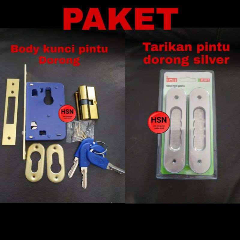 PAKET HANDLE PINTU DORONG DAN BODY KUNCI DORONG SLIDING DOORS