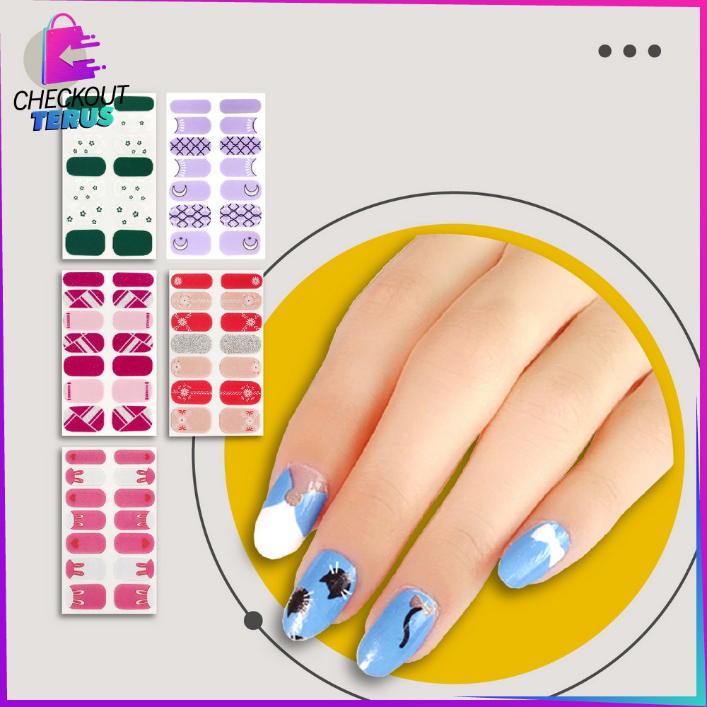 CT K54 Stiker Kuku Wanita Korea Waterproof Sticker Kuku Fashion Wanita Anti Air Nail Art Sticker Cantik