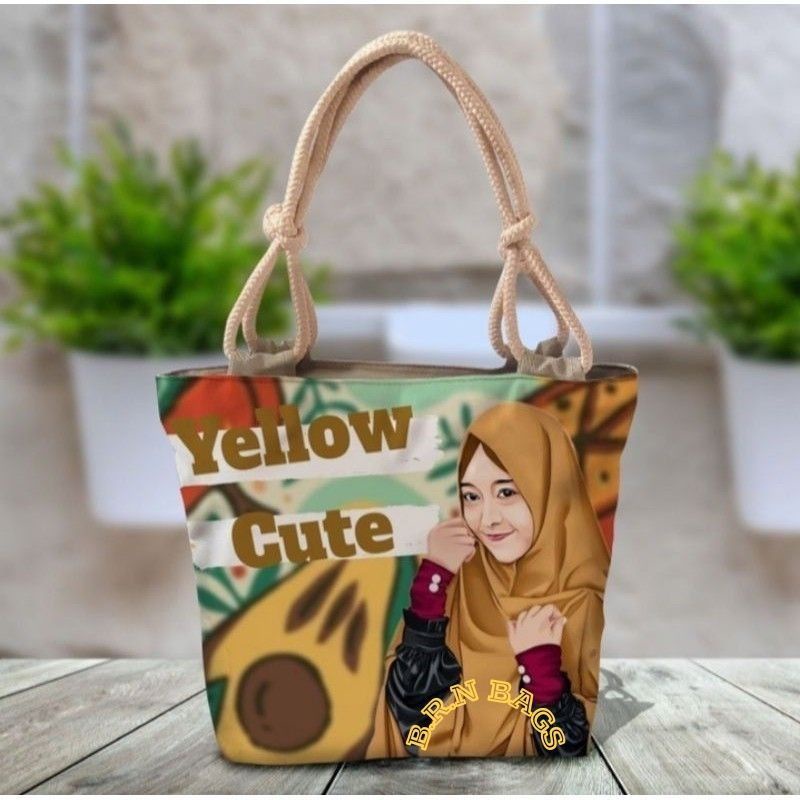 Tas tote bag tali sumbu hijab motif stael