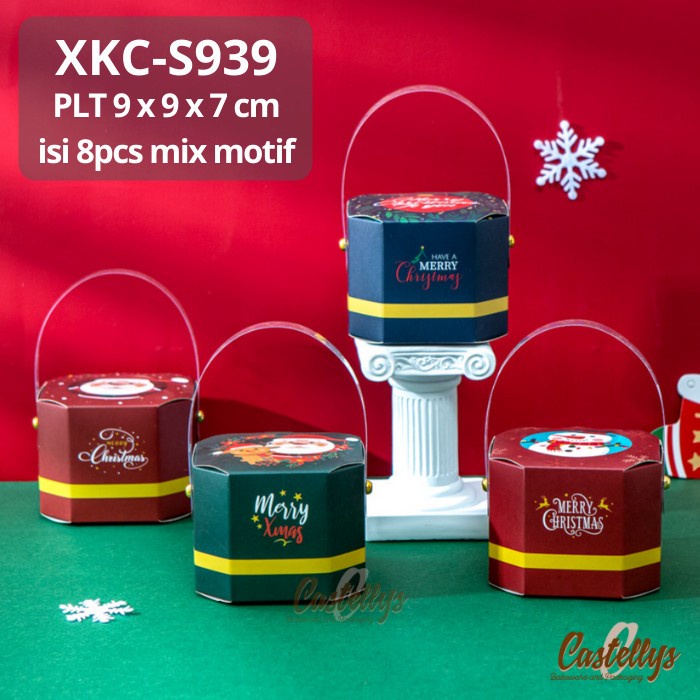 

8 pcs XKC-S939 kotak Box Kue Coklat Souvenir Hampers Natal Christmas