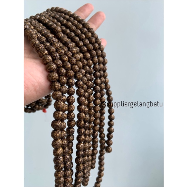 spacer resin bakar bola 8mm bahan craft gelang kalung beads cokelat
