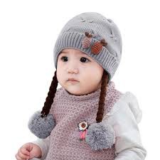 Kupluk Rajut Pompom Bayi / Anak Model Kepang Usia 6 Bulan - 3 Tahun Imut Lucu