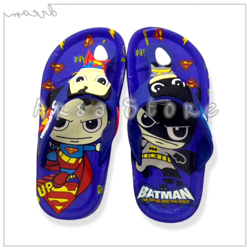 Sandal Jepit Karet Anak Laki Laki Import / Sendal Jelly Anak Cowok 2 - 4 thn Terbaru Motif Superhero