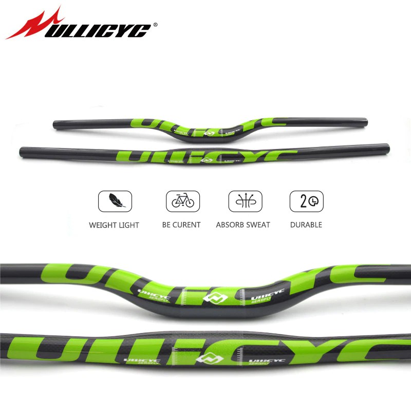 Import Ullicyc  Carbon Mountain Bike Bicycle Handlebar  Carbon Handlebar MTB 3k Glossy Green