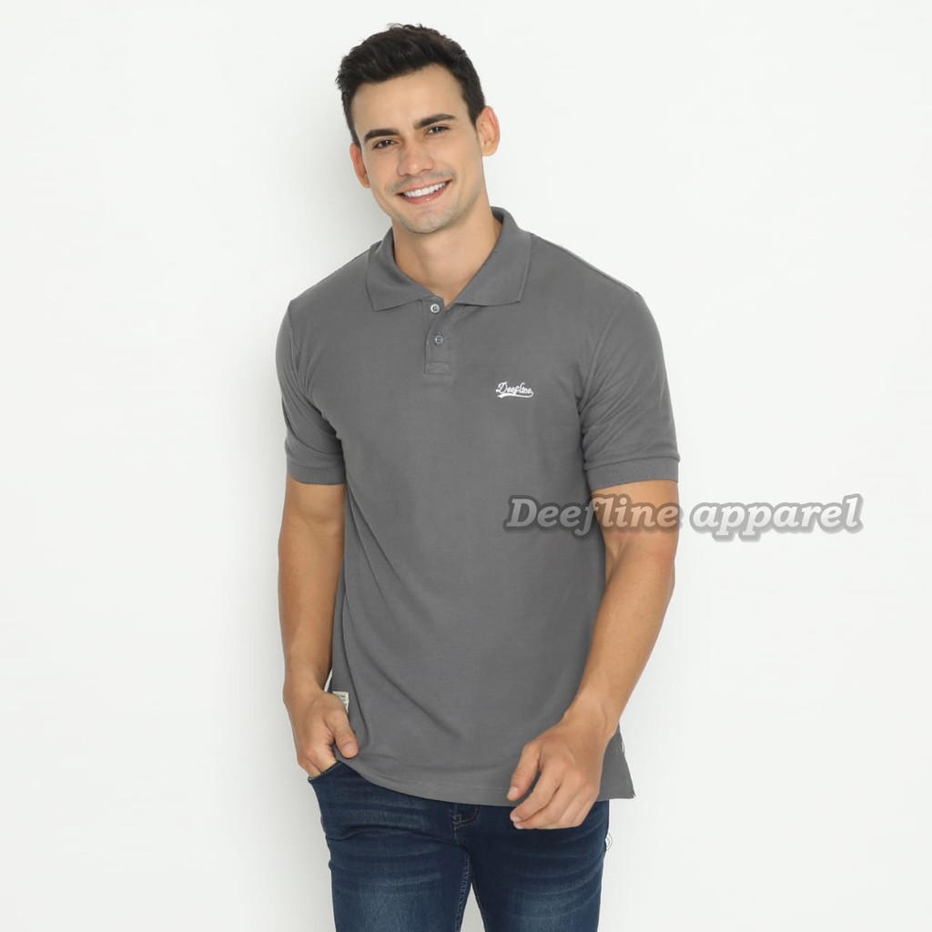 DEEFLINE polo shirt  pria -  kaos kerah katun grey  - kaos kerah wangki