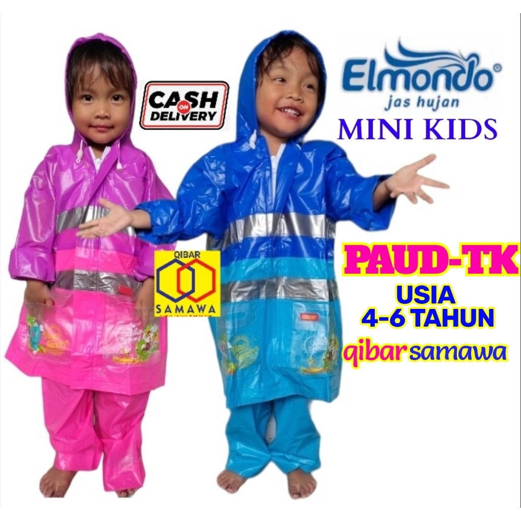 Jas Hujan Anak PAUD - TK ELMONDO usia 4-6 Tahun New Mini Kids 306