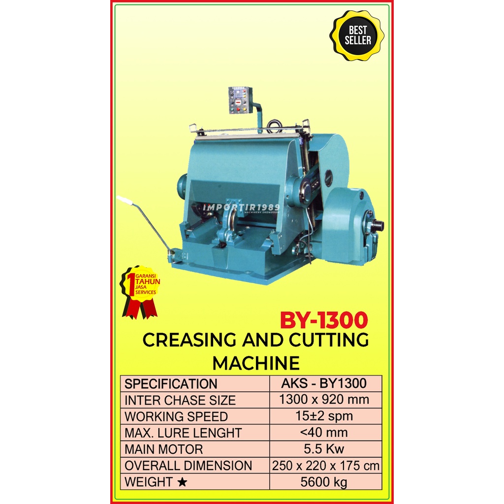 

Mesin Garis Lipat Potong Karton Creasing & Cutting 130 x 92 cm 5.5 Kw - BY1300 - Importir1989